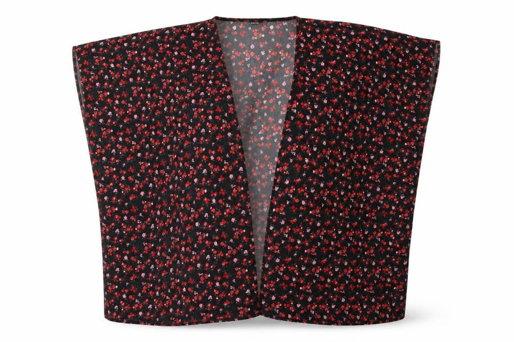 Front view of George girls’ black floral kimono blouse, size 11-12, years