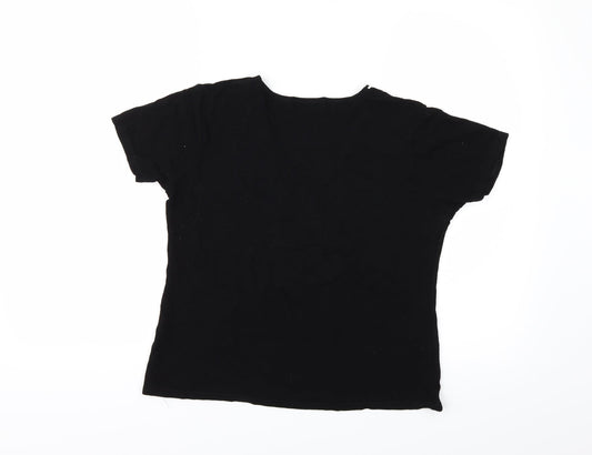 MONQUIE Womens Black   Basic T-Shirt Size 12