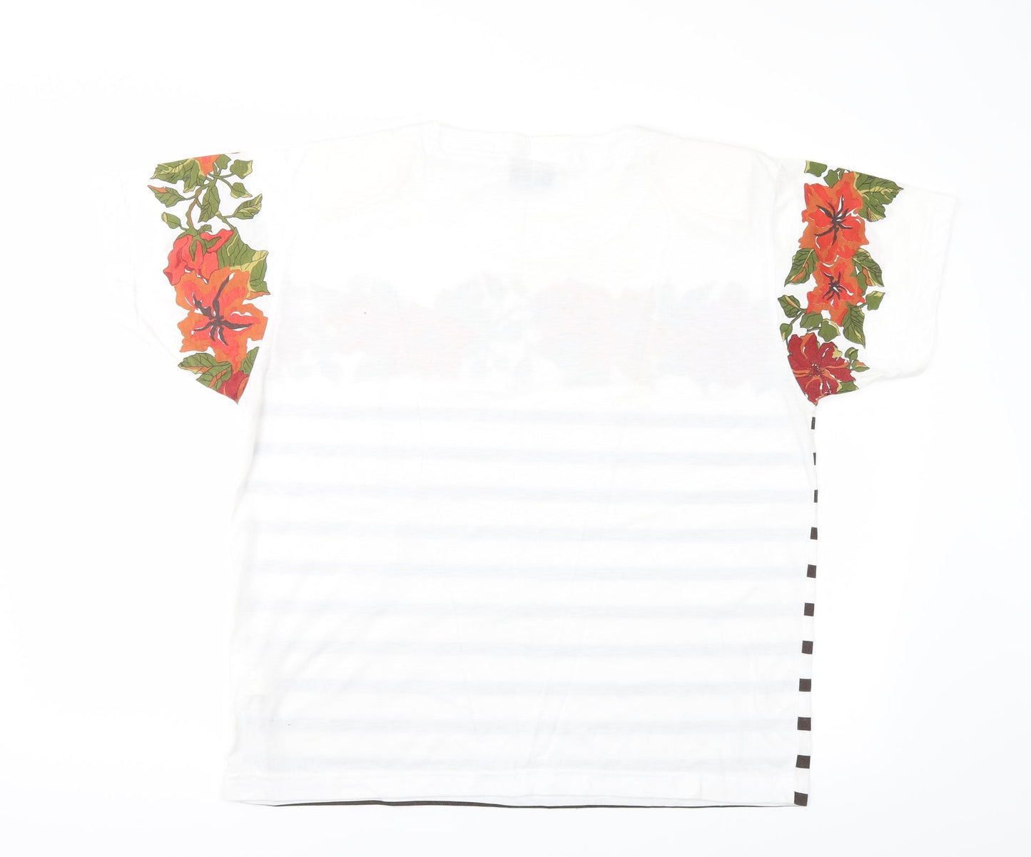 Tigi-Wear Womens White Striped  Basic T-Shirt One Size