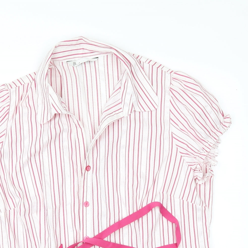BHS Womens White Striped  Tunic Button-Up Size 20