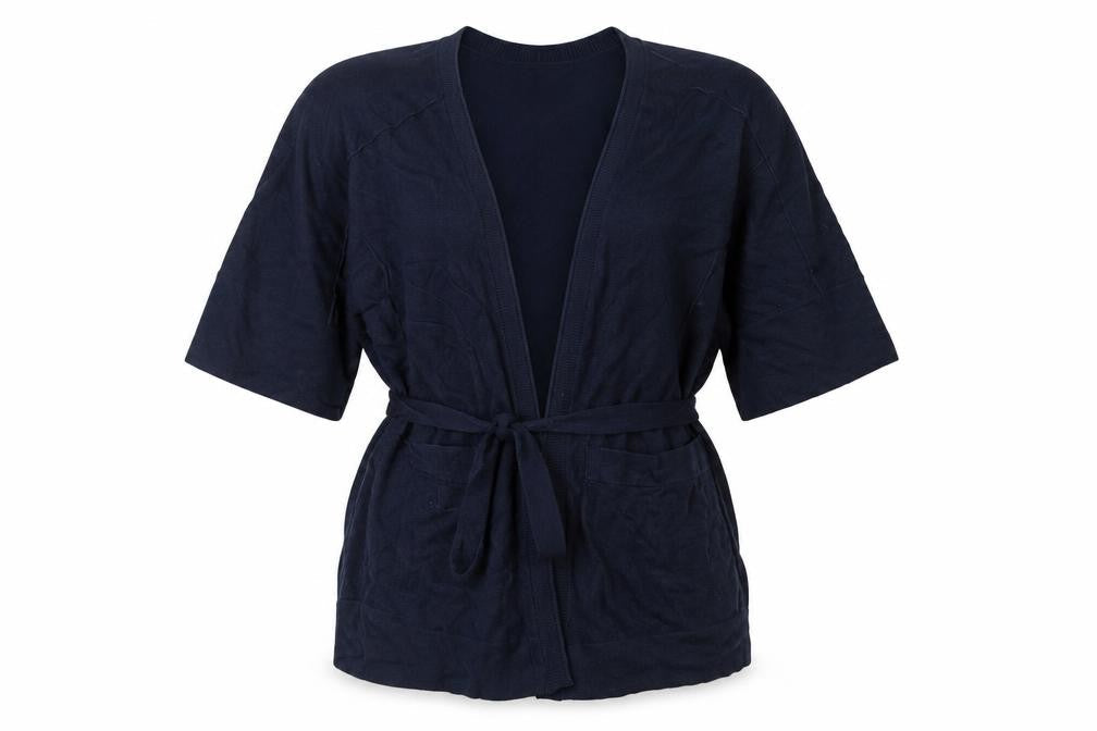Front view of Next women’s blue knit cardigan jumper, size M