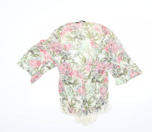 Preworn Womens Green Floral  Basic Blouse Size S