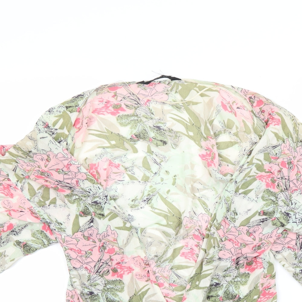 Preworn Womens Green Floral  Basic Blouse Size S