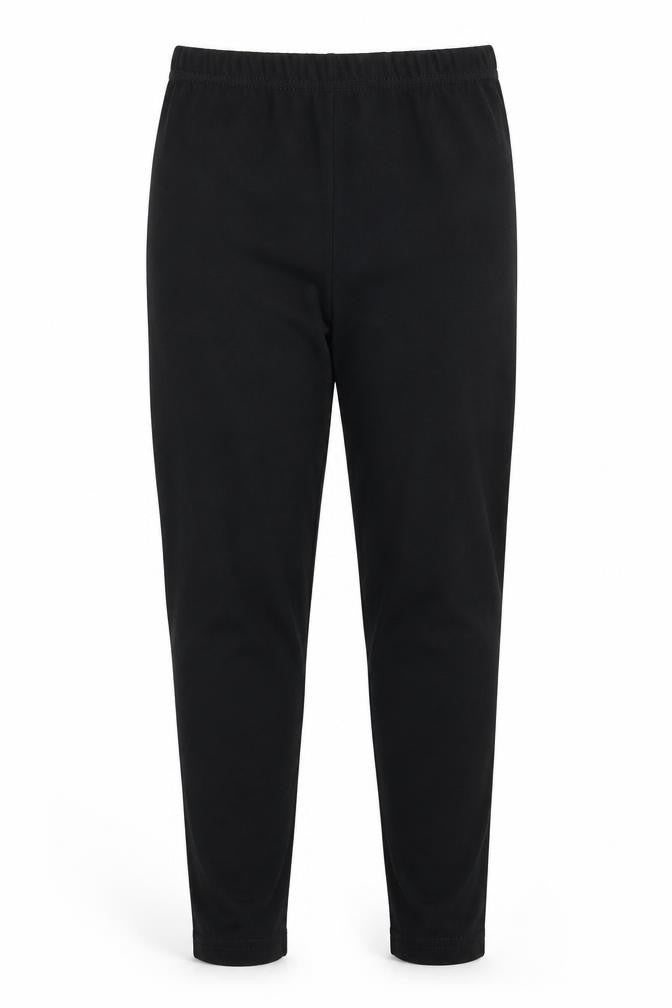 Front view of Dupont` women’s black jogger leggings, size S, 26-inch leg