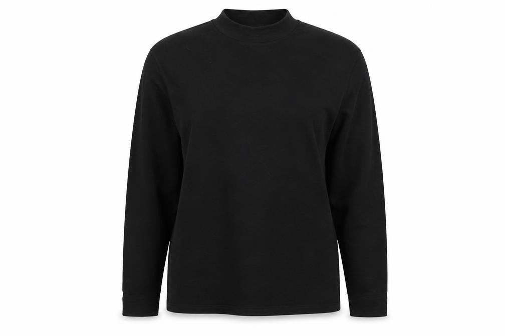 Front view of women’s black pullover sweatshirt, size XL