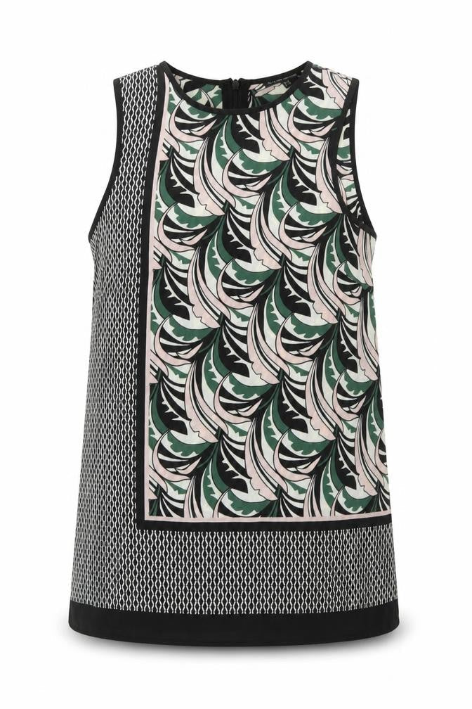 Front view of Warehouse women’s pink floral basic tank, size UK 8