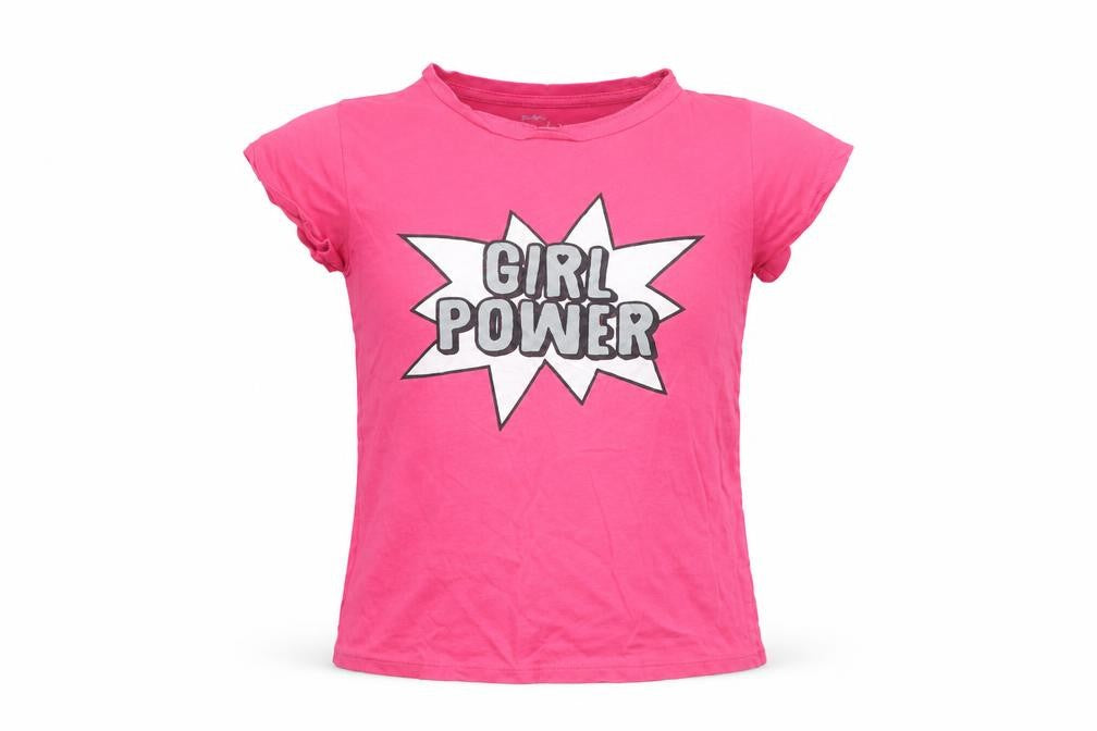 Front view of Pep&Co girls’ pink basic t-shirt, size 8-9, years