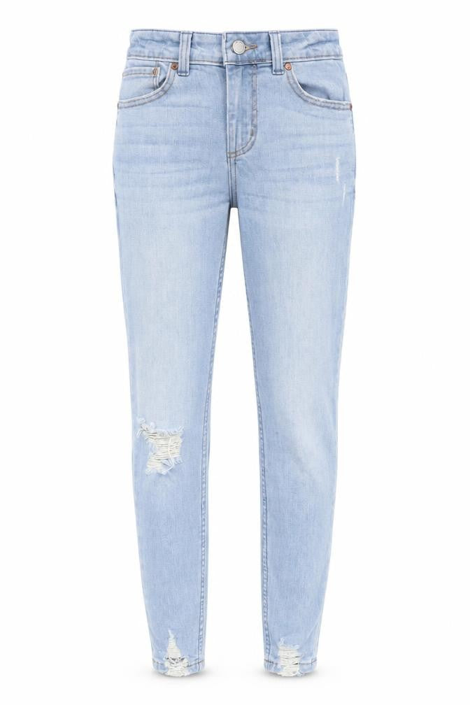 Front view of Denim co. women’s blue denim skinny jeans, size UK 6, 28-inch leg