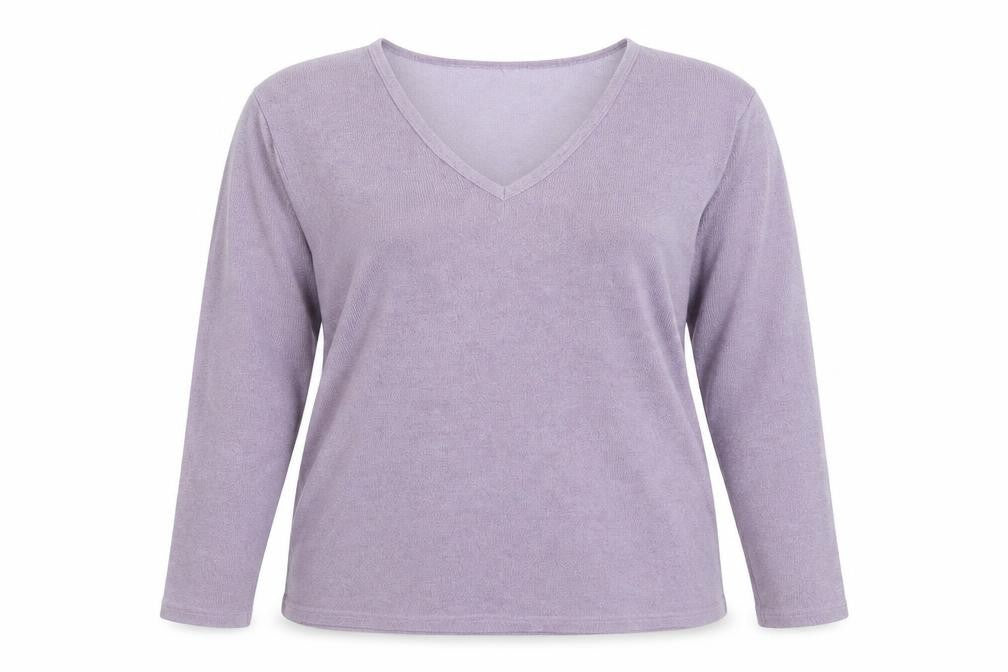Front view of Dorothy Perkins women’s purple knit jumper, size UK 16