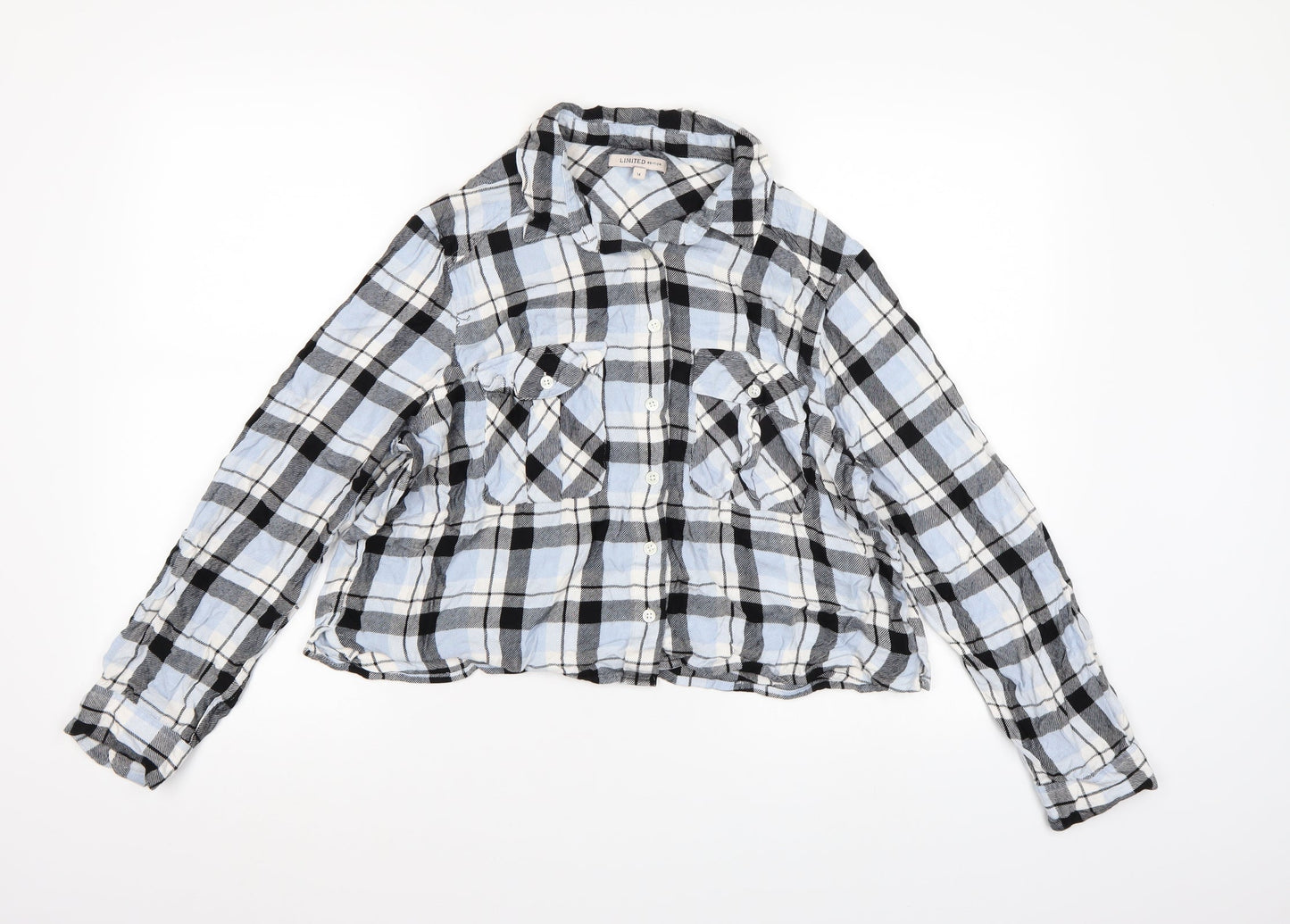Marks and Spencer Womens Blue Check  Basic Button-Up Size 14