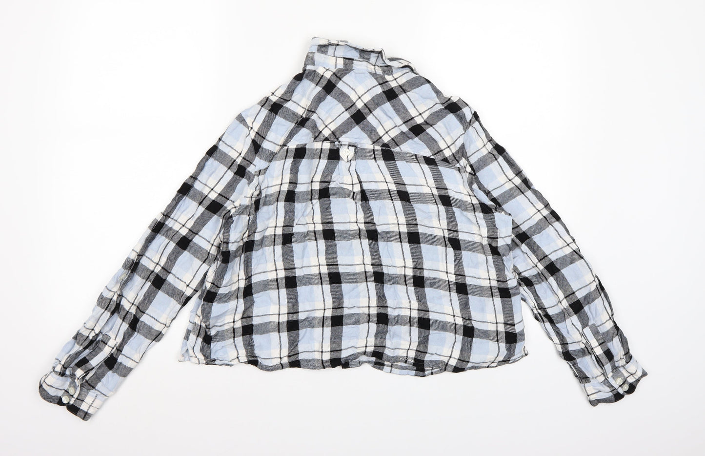 Marks and Spencer Womens Blue Check  Basic Button-Up Size 14