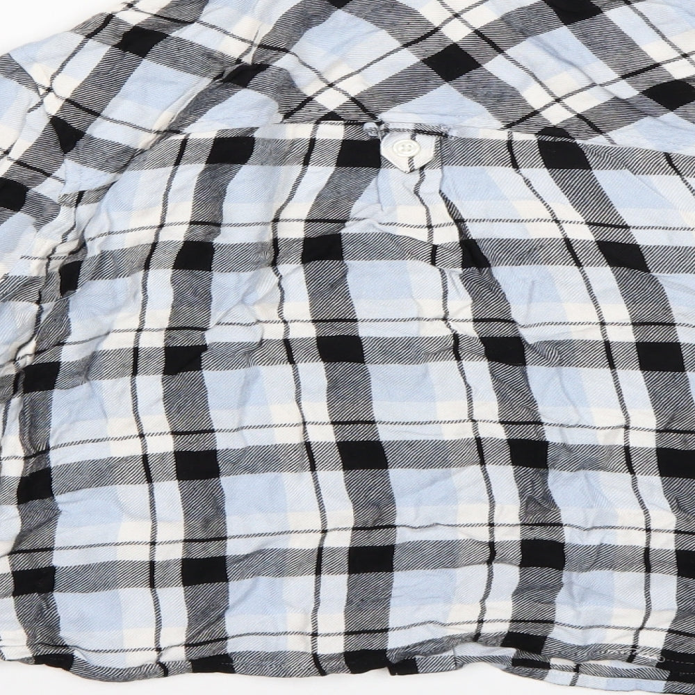 Marks and Spencer Womens Blue Check  Basic Button-Up Size 14