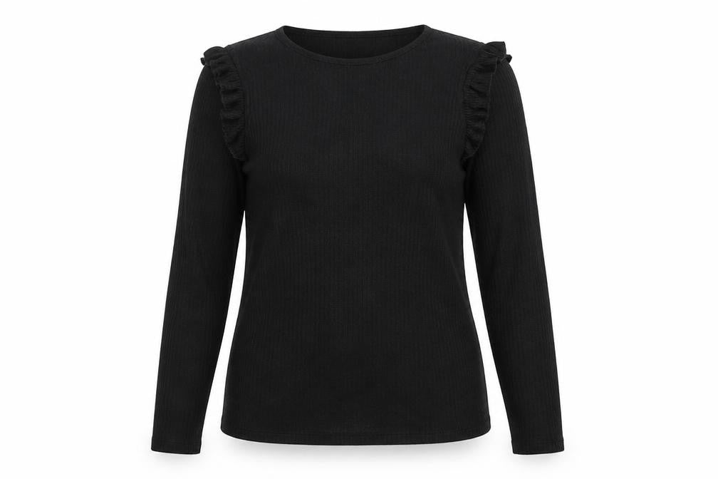 Front view of New Look women’s black knit jumper, size UK 14