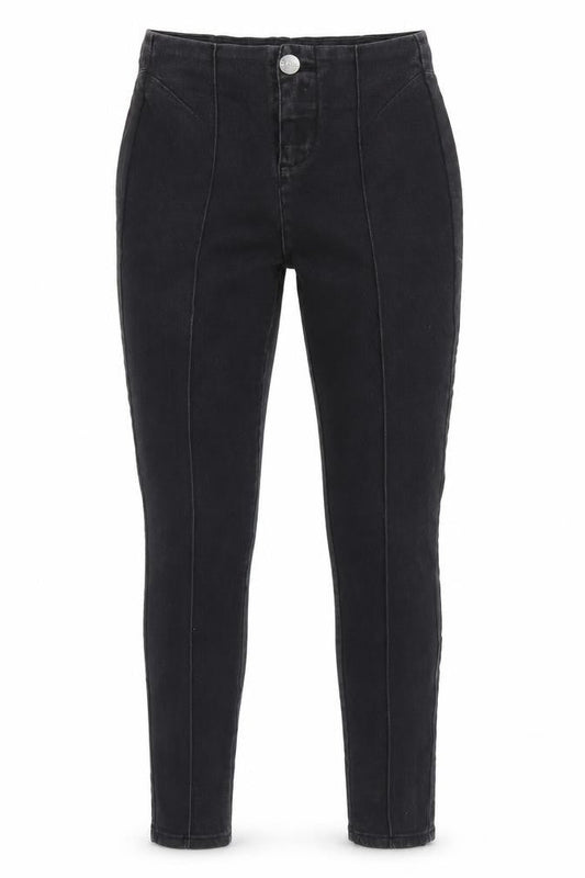Front view of Lipsy women’s black denim skinny jeans, size UK 8, 29-inch leg