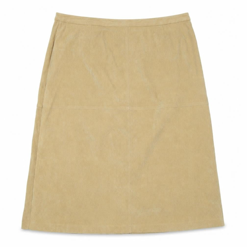 Front view of Plus Collection women’s yellow a-line skirt, size UK 22