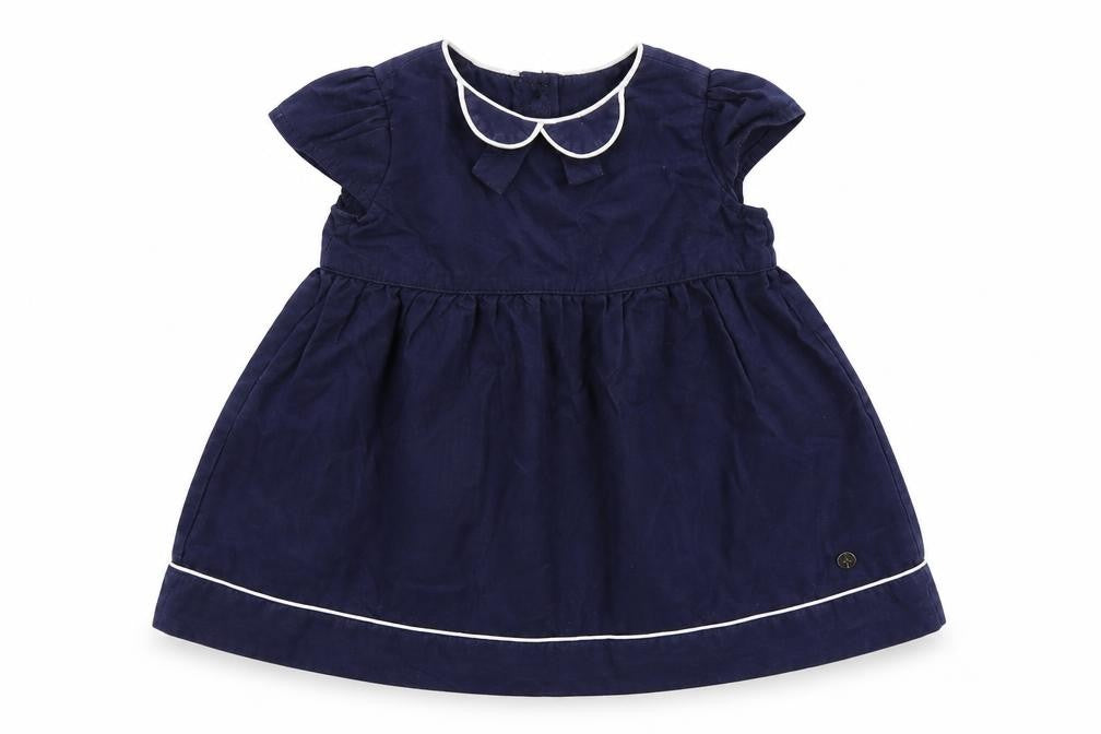 Front view of Marks & Spencer girls’ blue fit & flare, size 0-3, months