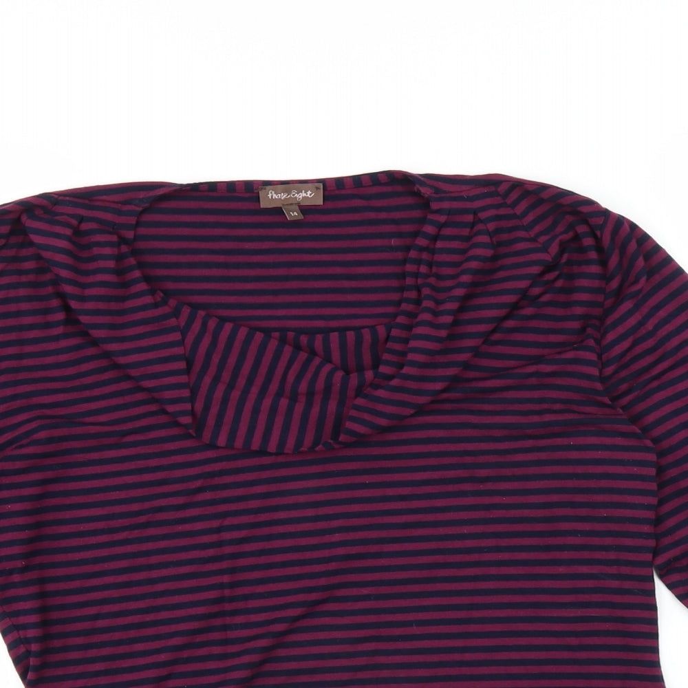 Phase Eight Womens Purple Striped  Basic Blouse Size 14