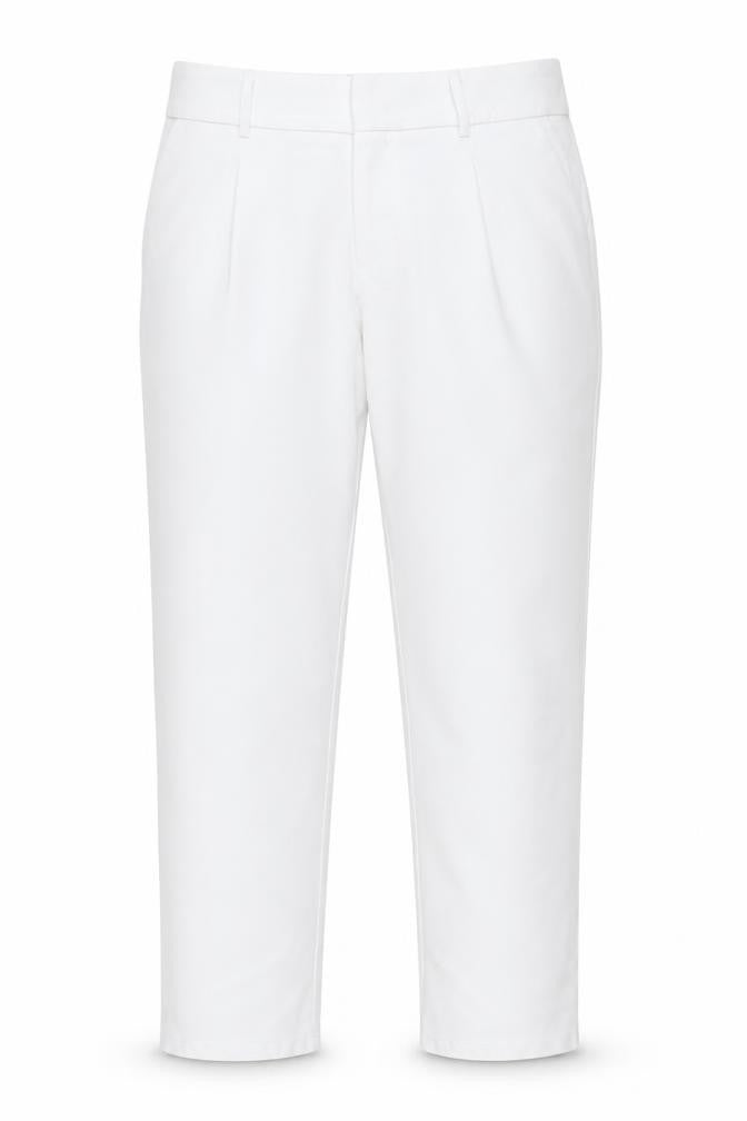 Front view of I SAW IT FIRST women’s white trousers, size L, 26-inch leg