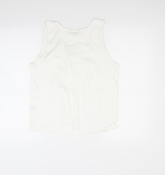 emos Womens White   Basic T-Shirt Size M