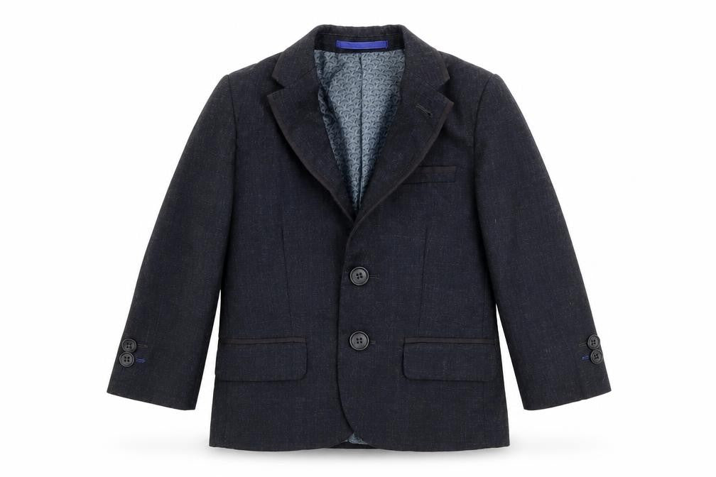 Front view of outfit boys’ grey jacket, size 2-3, years