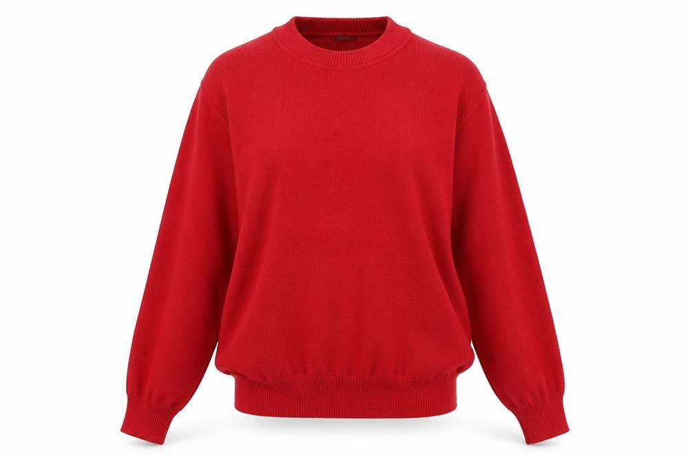 Front view of Westbury women’s red knit jumper, size S
