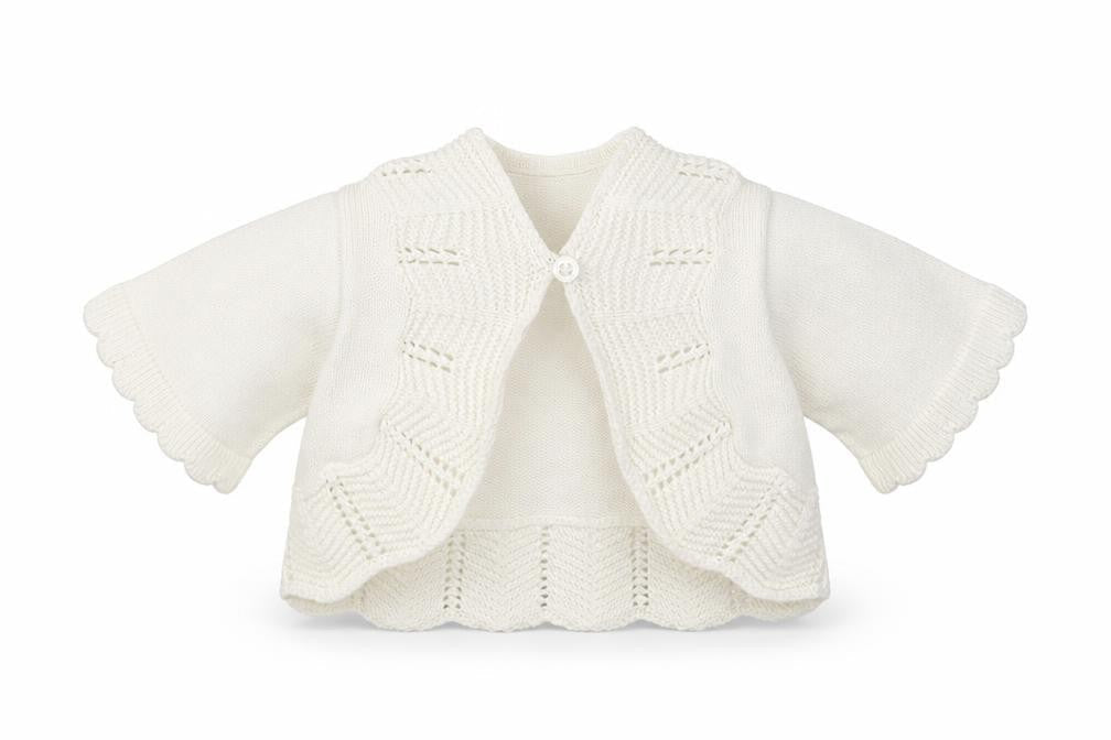 Front view of Gap girls’ white cardigan jumper, size 6-9, months