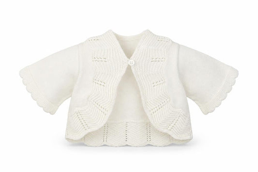 Front view of Gap girls’ white cardigan jumper, size 6-9, months