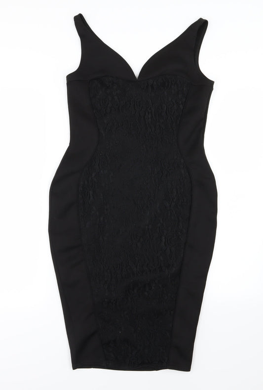 Amaya Womens Black Floral  Bodycon  Size 12