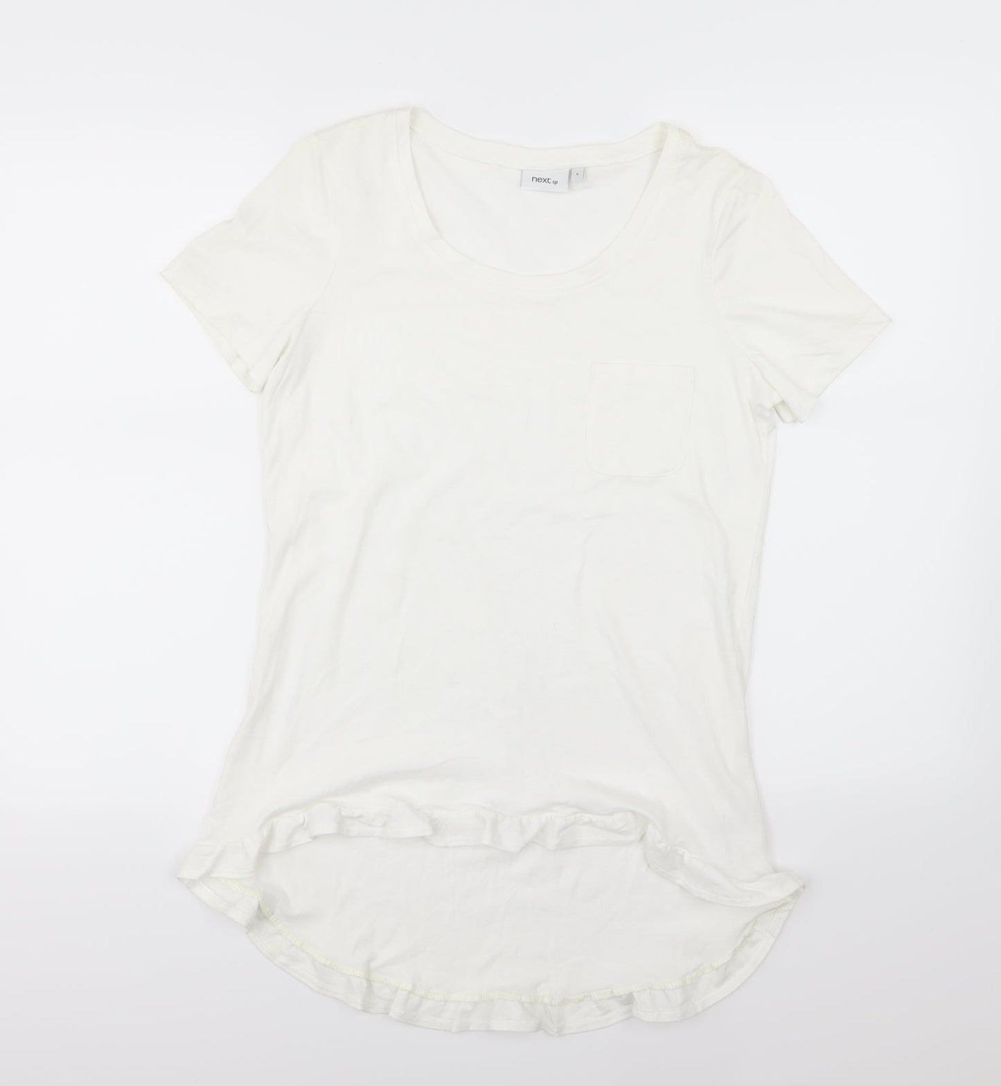 NEXT Womens White  Jersey Basic T-Shirt Size 8  - Dipped Hem