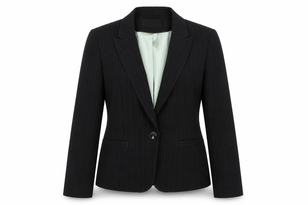 Front view of Papaya women’s black jacket blazer, size UK 12