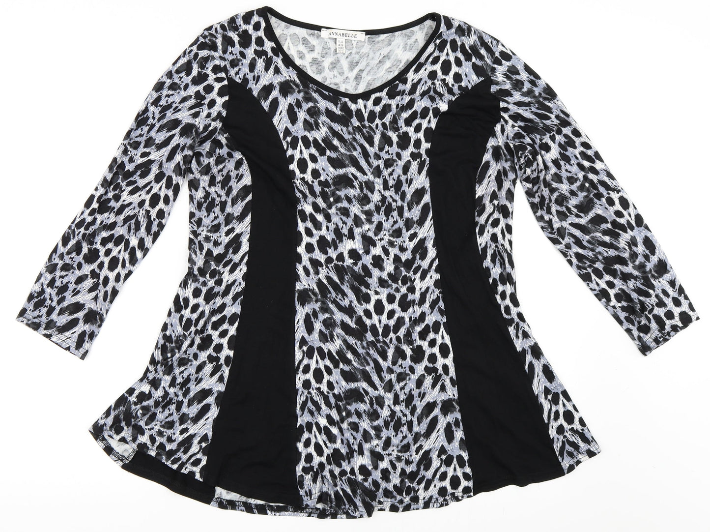 Annabelle Womens Black Animal Print  Basic T-Shirt Size 16