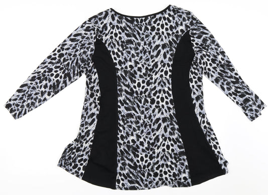 Annabelle Womens Black Animal Print  Basic T-Shirt Size 16