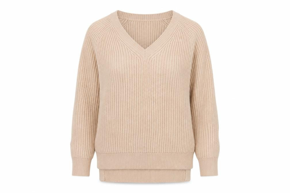 Front view of Society 8 women’s pink knit jumper, size UK 10