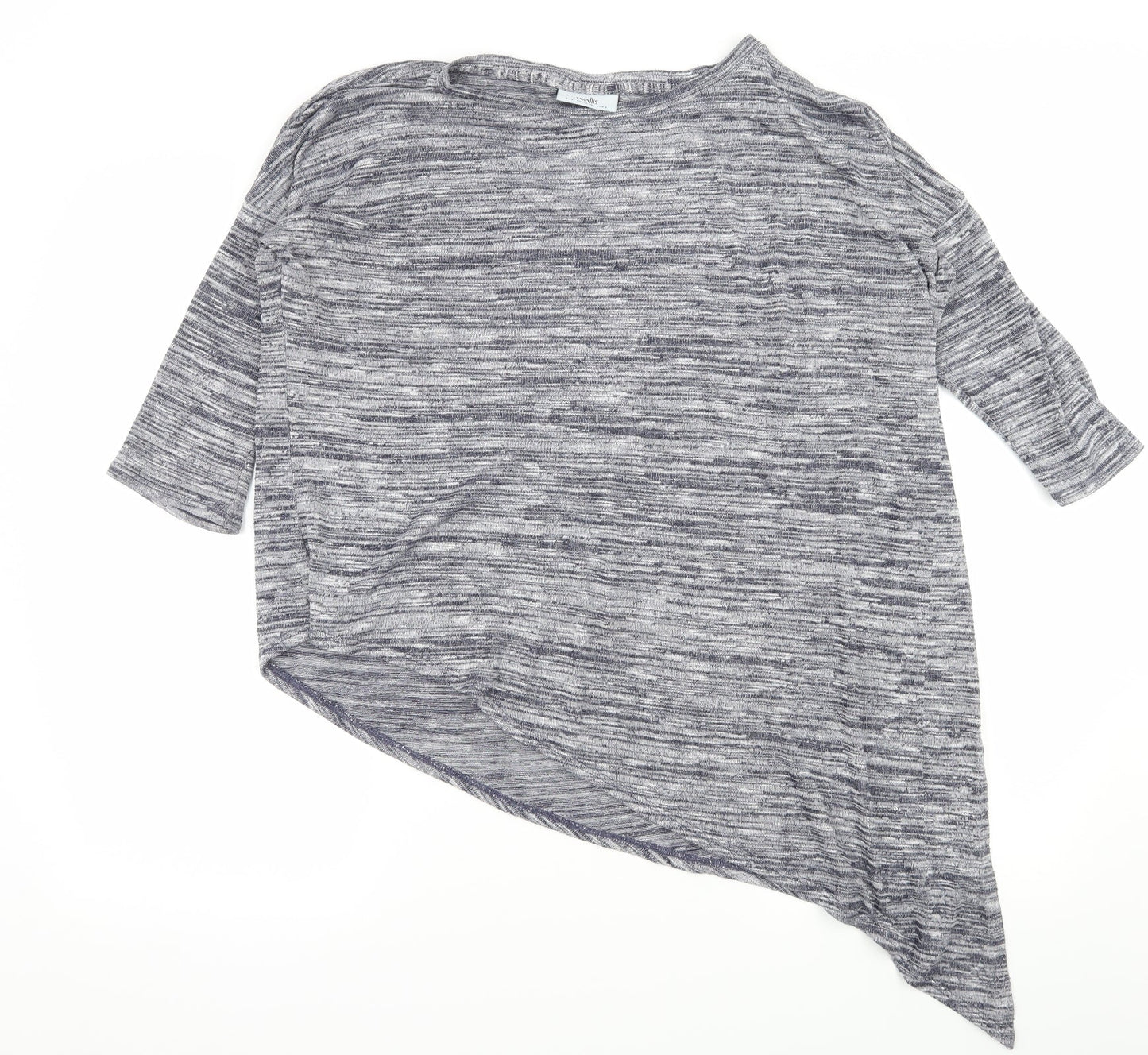 Wallis Womens Blue Striped  Basic T-Shirt Size S  - Asymmetric Hem