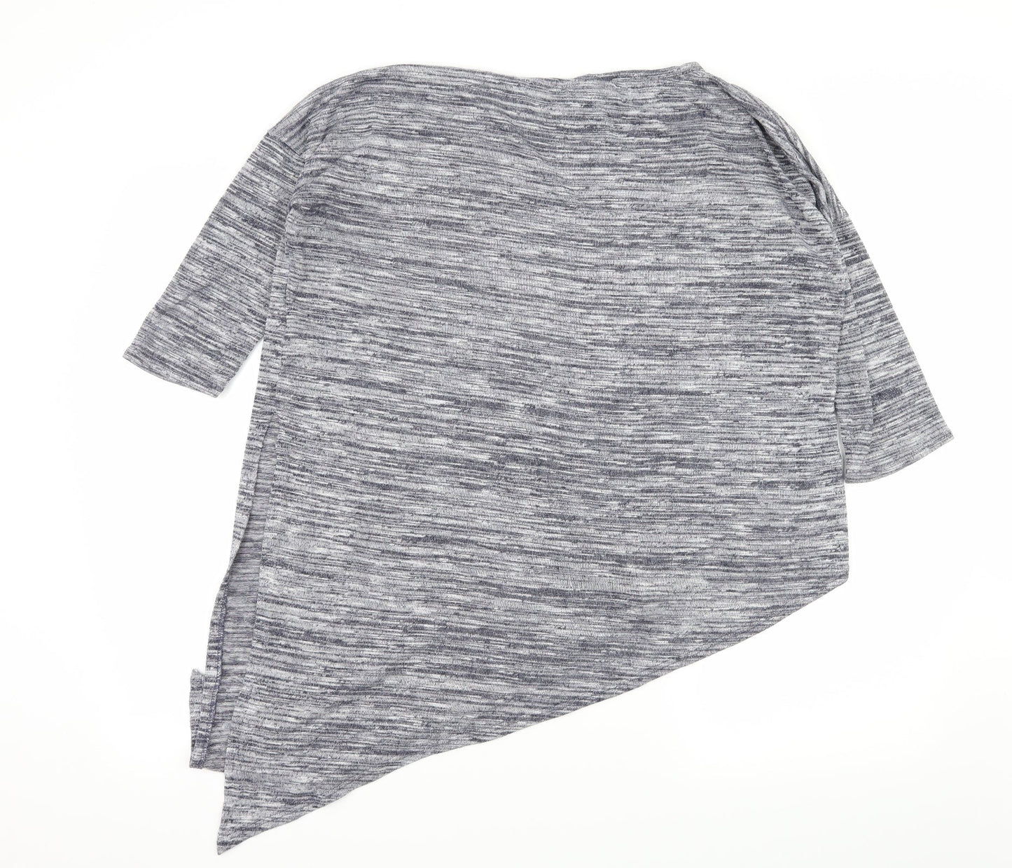 Wallis Womens Blue Striped  Basic T-Shirt Size S  - Asymmetric Hem