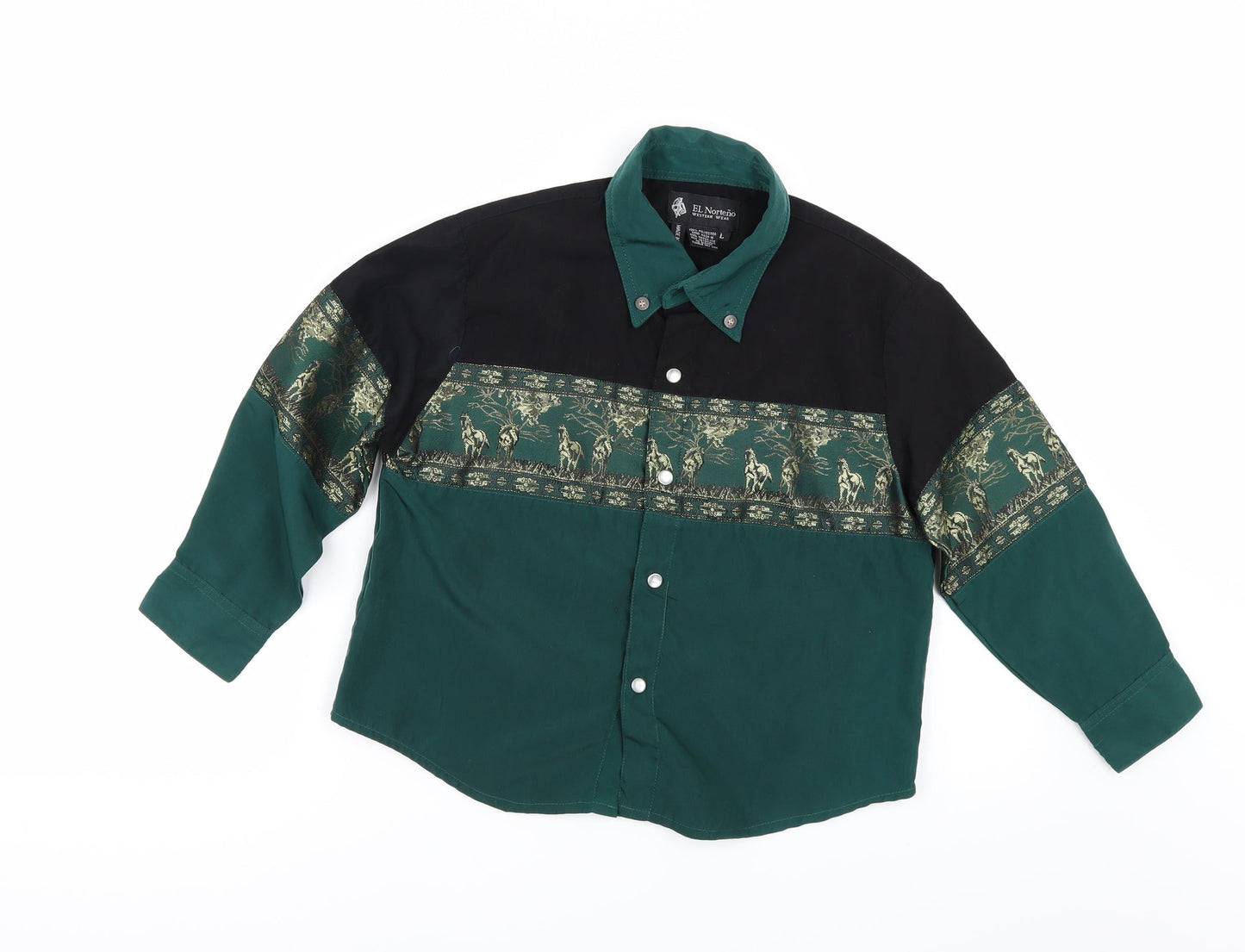 el norte no Boys Green Geometric   Button-Up Size L