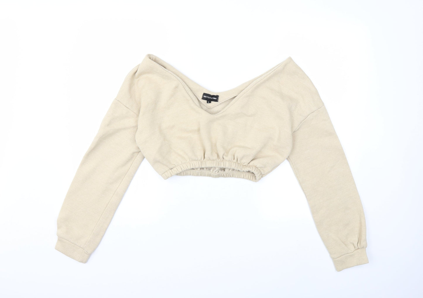 PRETTYLITTLETHING Womens Beige   Pullover Sweatshirt Size S
