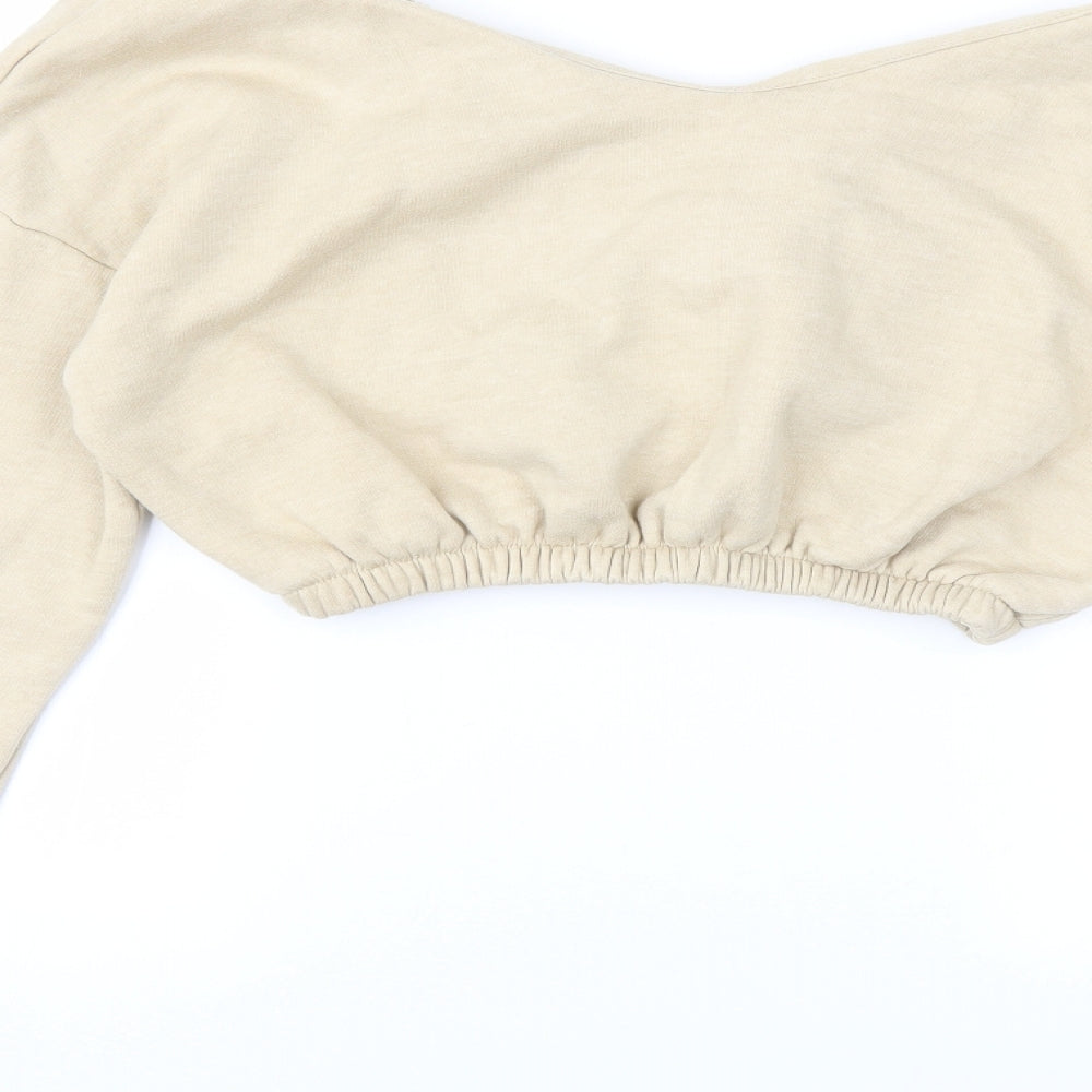 PRETTYLITTLETHING Womens Beige   Pullover Sweatshirt Size S