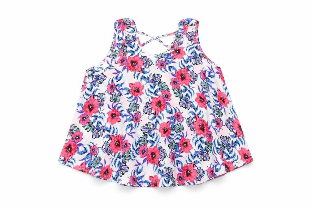 Front view of Primark girls’ pink floral basic t-shirt, size 11-12, years