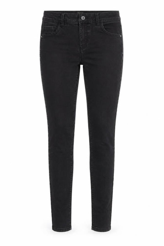 Front view of Dunnes women’s black denim skinny jeans, size UK 10, 28-inch leg