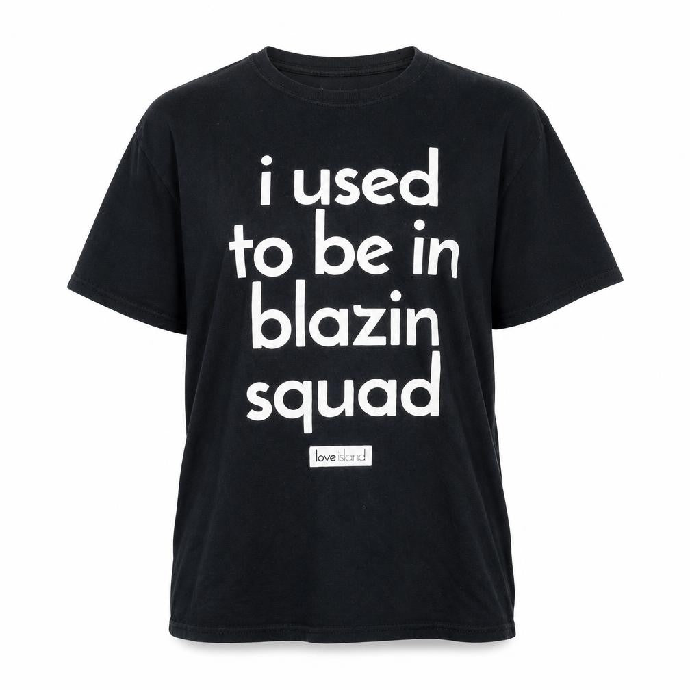 Front view of Love Island women’s black basic t-shirt, size L