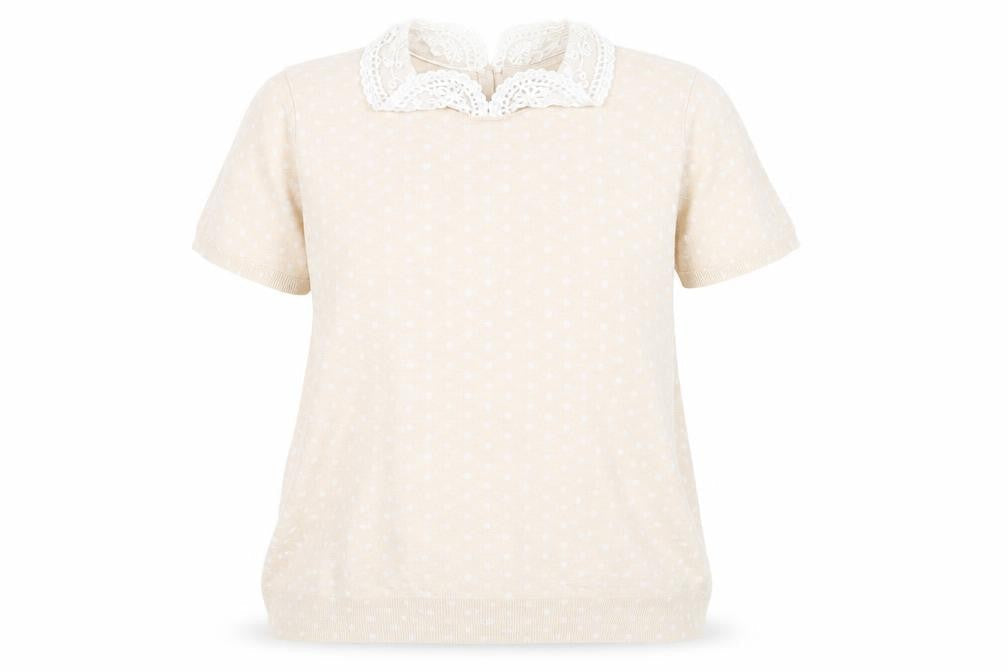 Front view of Marks & Spencer women’s beige jumper, size UK 16