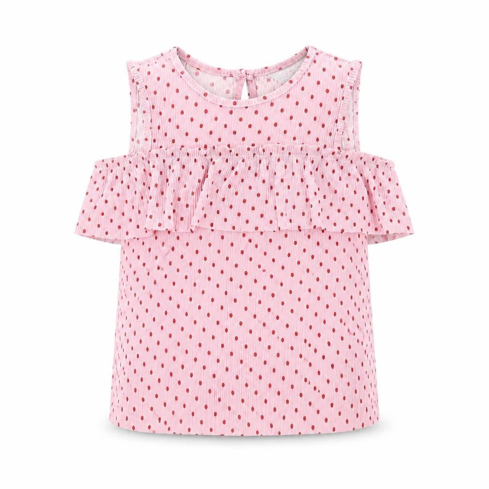 Front view of Primark girls’ pink basic blouse, size 6-7, years