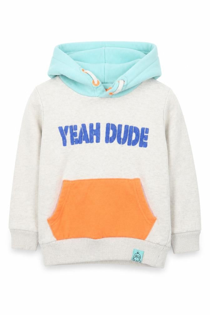 Front view of pre worn girls’ white pullover hoodie, size 2-3, years