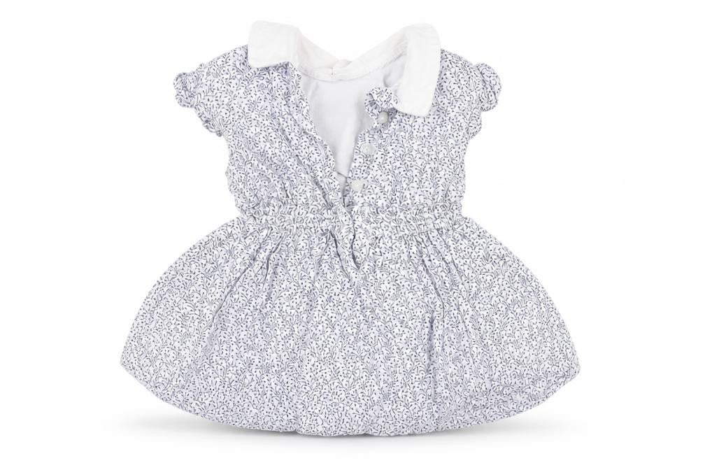 Front view of pre worn girls’ blue fit & flare, size 3-6, months
