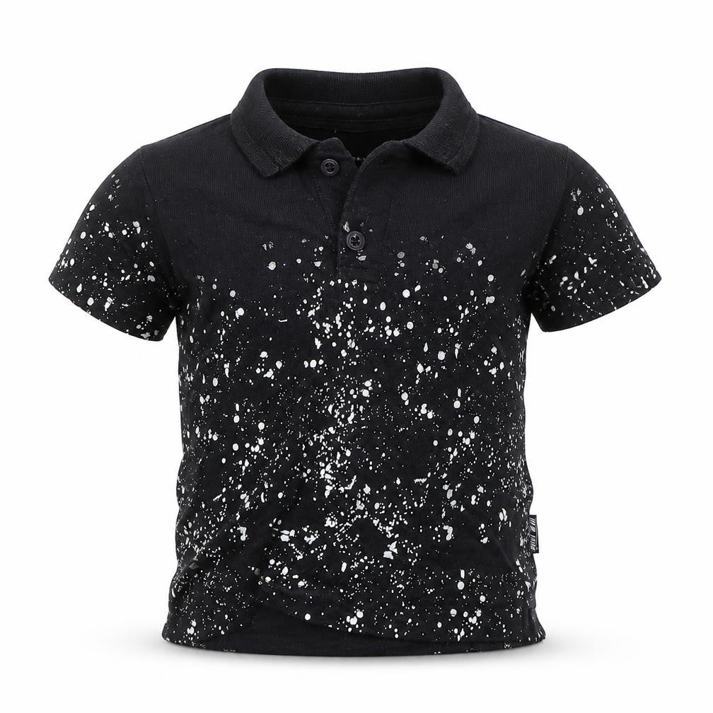 Front view of Primark boys’ black basic polo, size 2-3, years