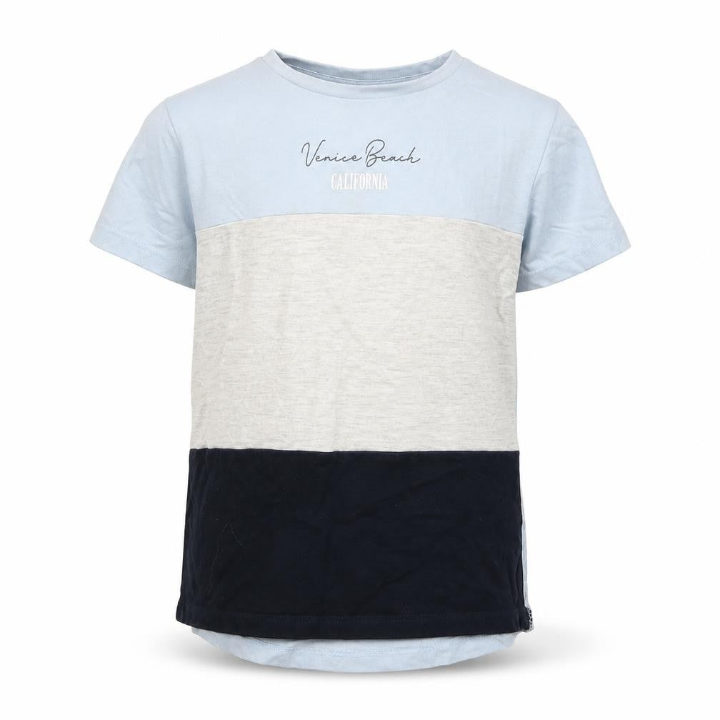 Front view of Primark boys’ blue basic t-shirt, size 3-4, years