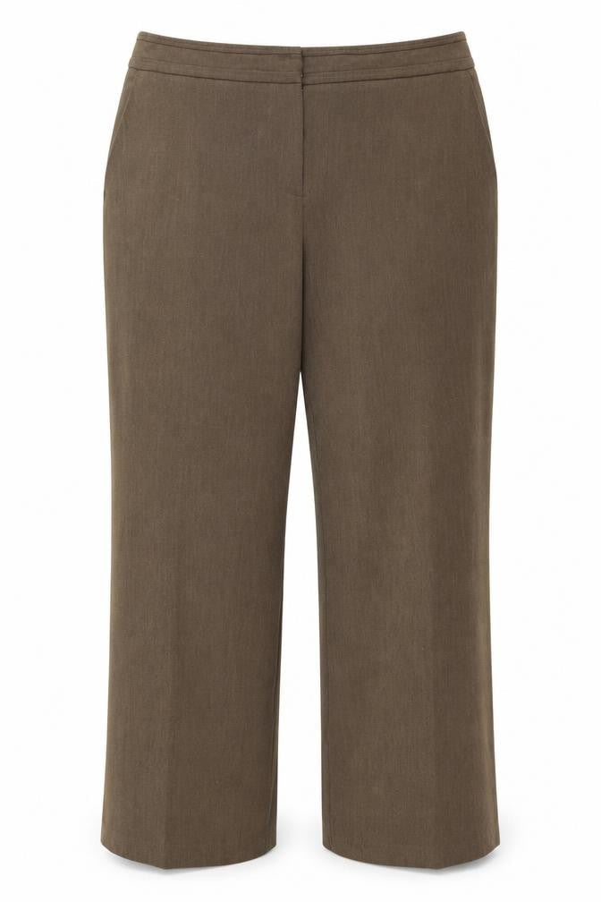 Front view of Bonmarché women’s brown trousers, size UK 18, 27-inch leg