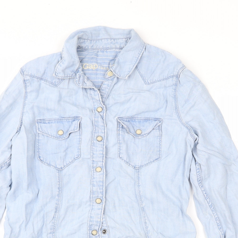 Gap Womens Blue  Denim Basic Button-Up Size 6