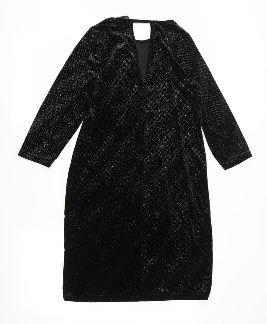 Dorothy Perkins Womens Black  Velour Shift  Size 10